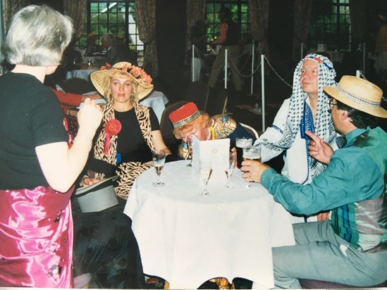 Race Night at The Morritt Arms 1990s - Hazel, Sandy, Chris, Ian & Peter