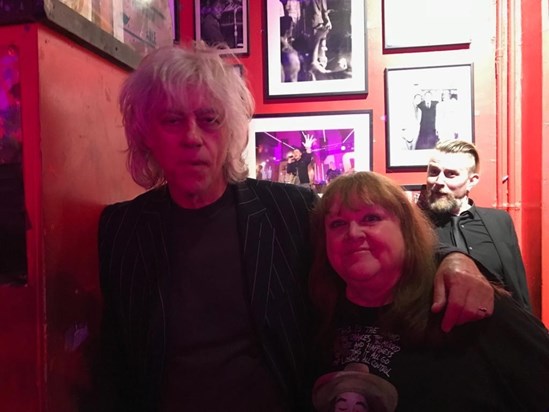 Bob Geldof and Sue (with a Rob Lane photo bomb) - 100 Club, London 2019