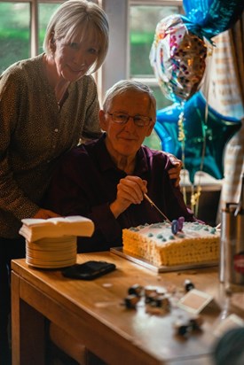 Cake cutting at Phil’s 80th