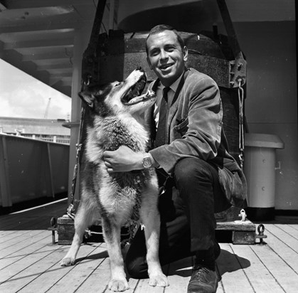 Andrew with Malig, on return from Antarctica (1967)