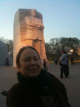 Roberta at Martin Luther King Memorial