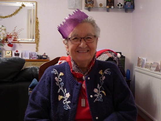 Christmas 2016 - Nan won at cards, and wears her hat with style