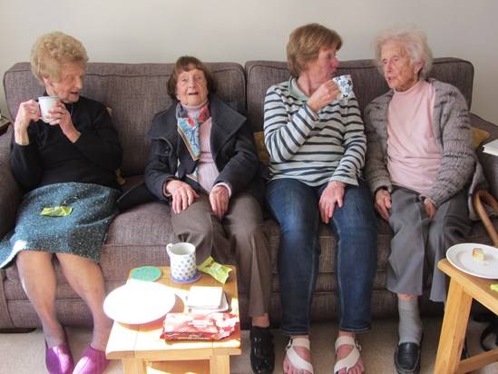 Visiting Grandson's family in Cardiff and meeting the ladies; Sheila Griffiths, Bridget de Lloyd, Rene Gareth-Jones