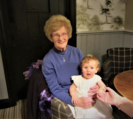 Nan on Granddaughter Madelynne's Christening day.