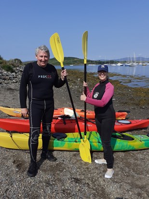 Kayaking on the sea at Westport. 