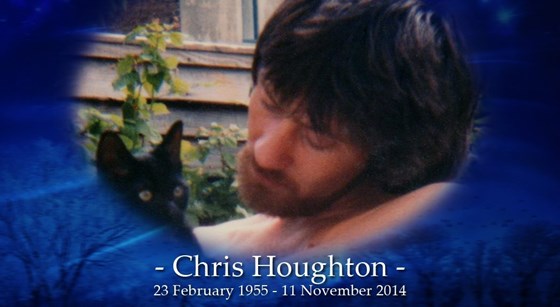 Chris with one of the family cats