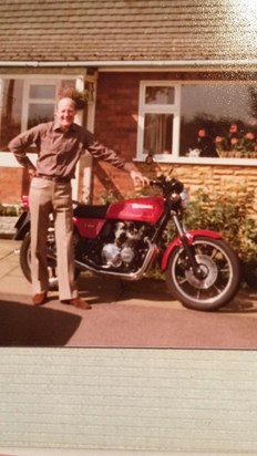 Dennis and a smart motorbike 1980