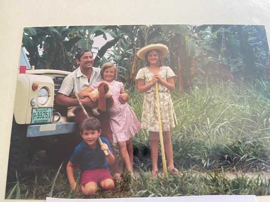 John Thyne and three children Clare, Richard and Susan. Off on another adventure in Ecuador Jungles.   Lovely days.   From Susan 