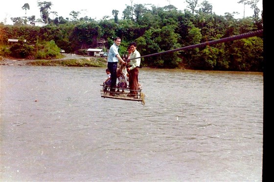 John Thyne, Hacienda Sangay, crossing the River Pastaza, Ecuador