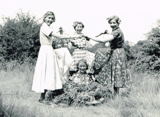 Cousin Jill, Margaret, Mary and Francesl, Epping Forest 1953