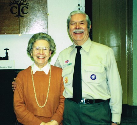 Mary with Norman on his retirement from Scouting 1999