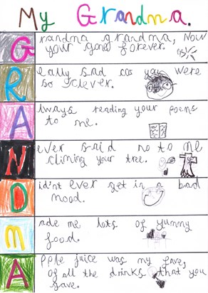 Rufus's poem to his beloved Great-Grandma read out at her burial on 05.03.22