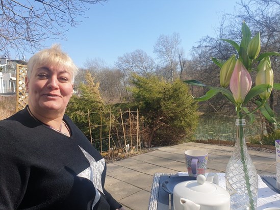 Warsaw - breakfast on the terrace at my place - March 2022