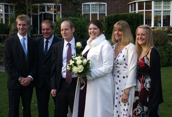 The family attending Joanne and Tim's wedding a few years ago.