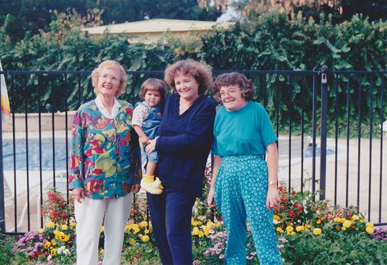 Pat with granddaughter Mary and daughters Sally and Nora 1993