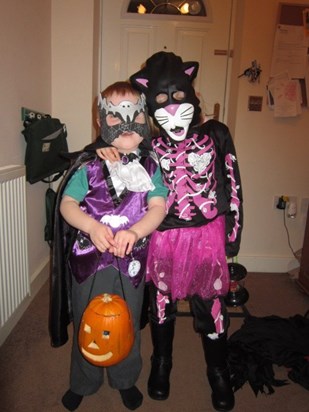 Halloween Night (31 Oct) 2011 with his big sister
