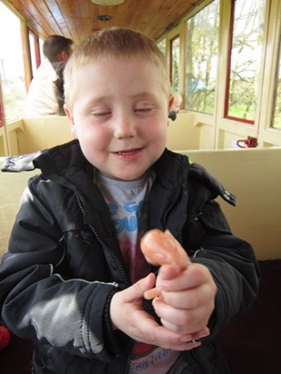 Kirklees Railway - May 2012 - Josh Playing with his slime