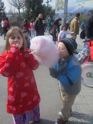 Loving the candy floss - Disneyland Paris 2013
