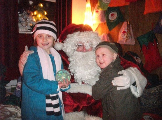 Amy and Josh meeting Santa at Kirklees Railway 2010 