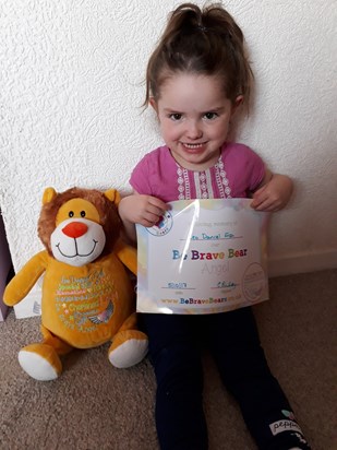 We received your be brave lion bear today gorgeous boy... evie takes it everywhere with her.. love u