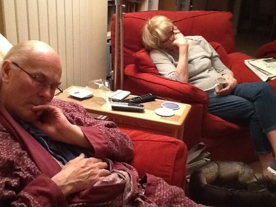 July 17 Mary and Peter avidly watching Question Time