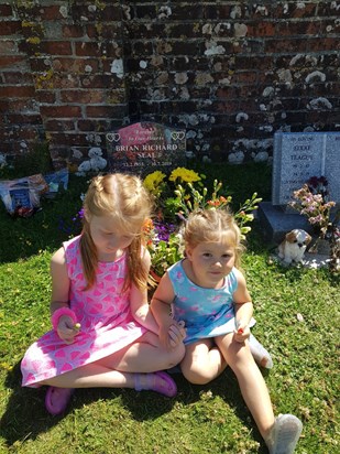 Ayla and Ava visiting to bring flowers 