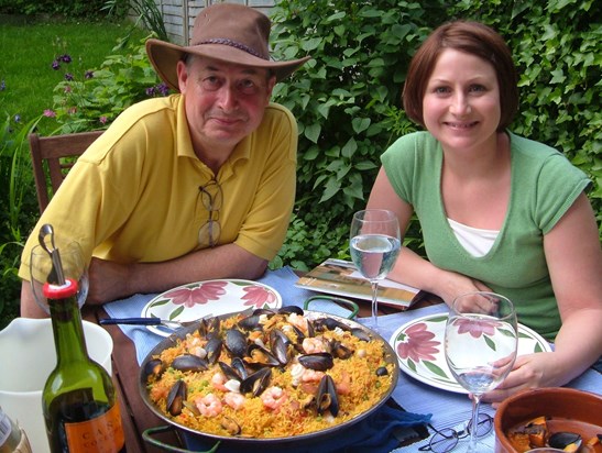 Sarah and Ron, it was in the garden he'd made the Paella it was gorgeous