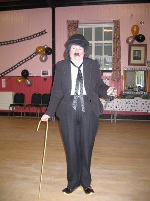 Dressed as Charlie Chaplin