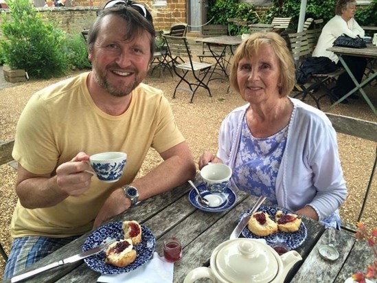 Mum and Ian having afternoon tea