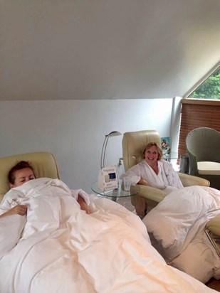 In the relaxation room on a spa visit - Julie and Barbara