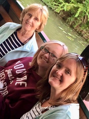 One of our much enjoyed canal trips.  Barbara, granddaughter Meg and daughter Erica.