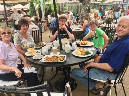 Lunch at Beckworth Emporium.  Barbara, Jean, Oliver, Cheeky Ryan and Don.