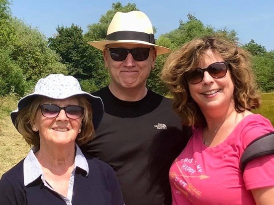 A glorious summer day, enjoying a country walk.  Barbara, John and Jackie