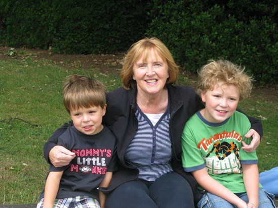 Ryan and Oliver with their Granny in Abington Park.