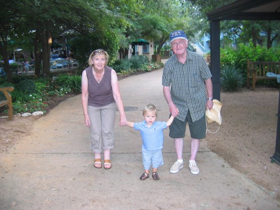 Barbara, Ryan and Sean taking a walk - Lost Pines Hotel, Texas