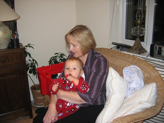 Barbara having a cuddle with Ryan - December 2006