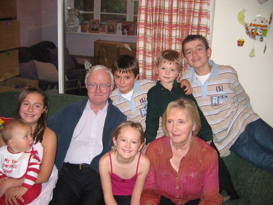 Christmas with all of the grandchildren - Ryan, Katie, Sean, Dan, Oliver, Nick, Meg and Barbara