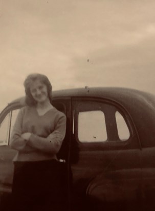 Barbara with her Dad’s car 