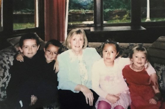 Barbara with her grandchildren, Nick, Katie, Daniel and Megan