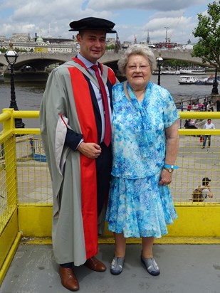 Mum at Peter's graduation, South Bank