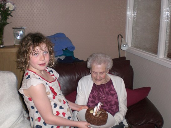 Grandma's 98th Birthday Party Feb 2011with Abbey Great-Granddaughter