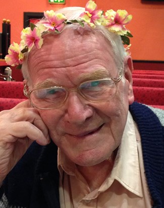 Dad with flowers in his hair