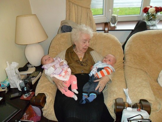 Cuddle with the great-grandtwins