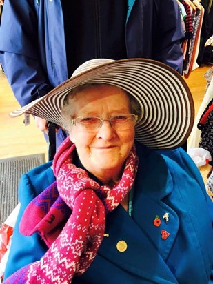 Ethel wearing a hat