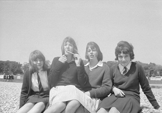 Lunchtime with friends at Stokes Bay about 1964 