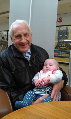 With his first great grandchild Ava (taken in 2013)