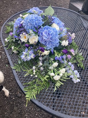 Dad was very proud of his front garden hydrangeas and his family were so pleased this spray