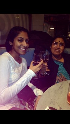 Myah and Ba enjoying a glass of wine