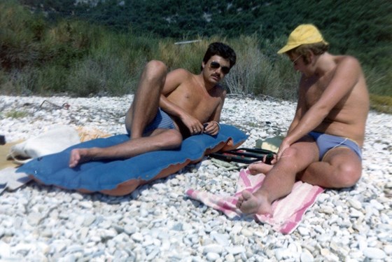 Corfu 1976? Say who is that bronzed Adonis? Oh its me on the beach with Barry playing backgammon.