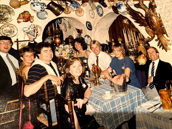 Dinner at Old Vienna, Bond Street.  Barry's Remy gang - yes, all those ladies worked for him so that he could do nothing!  1992 - the year I started working for him 